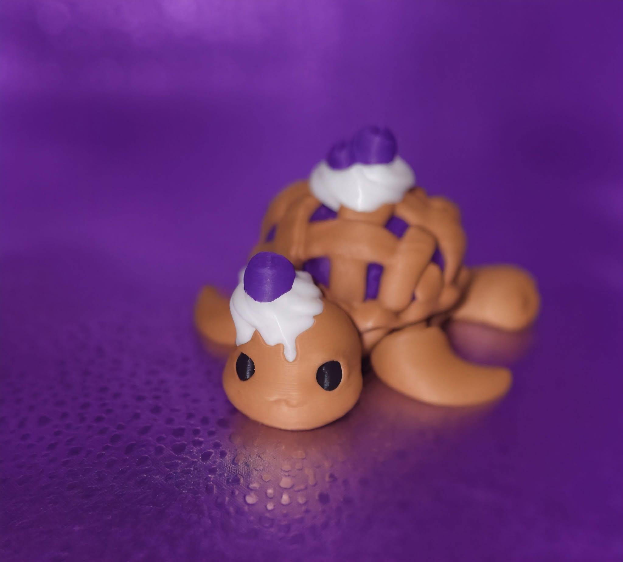 Articulated cupcake turtle keyring